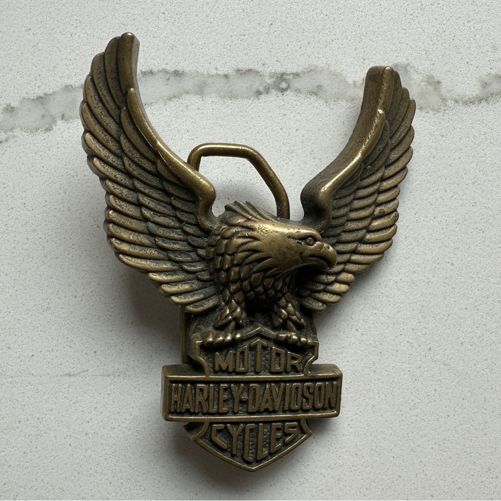 ✨ sold ✨ harley davidson soild brass belt buckle